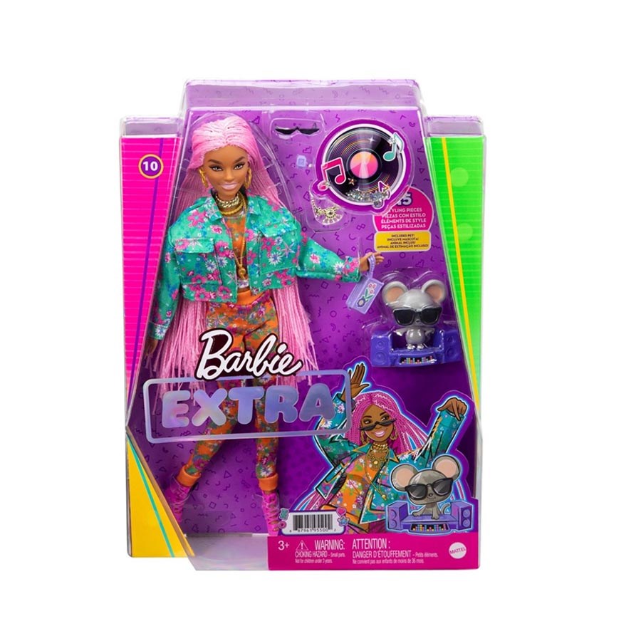 Barbie Extra Pembe Örgü Saçlı Bebek 