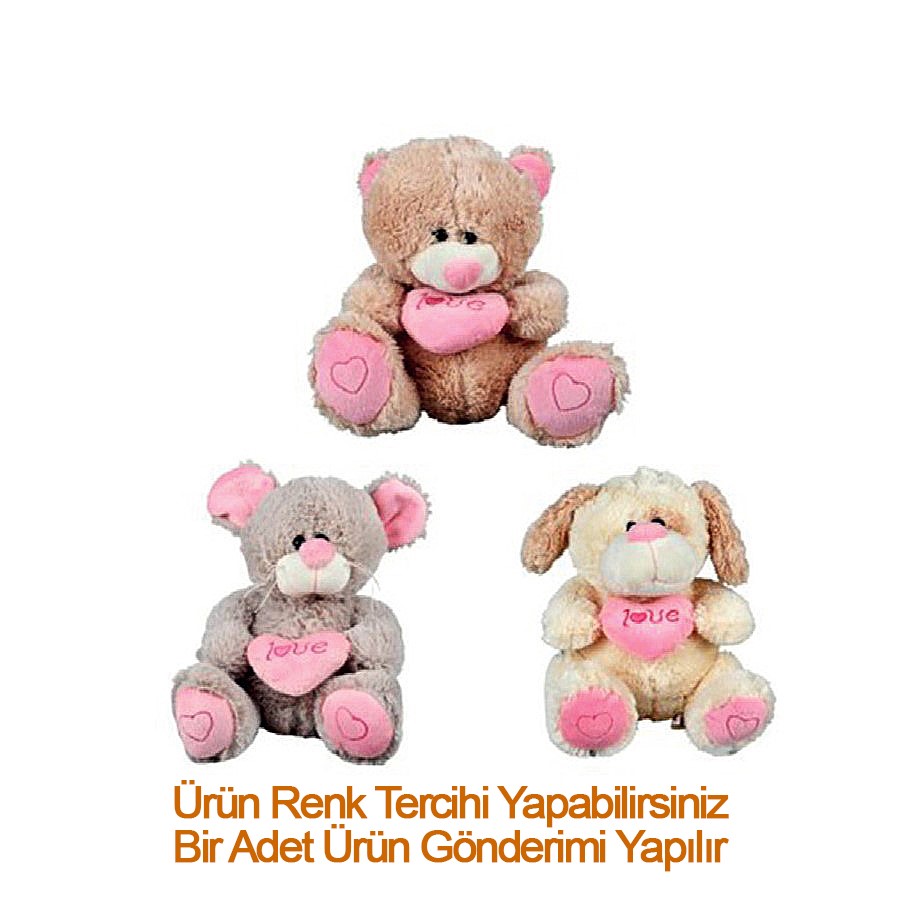 Peluş Fare - Köpek - Ayı Love Kalp Yastık 