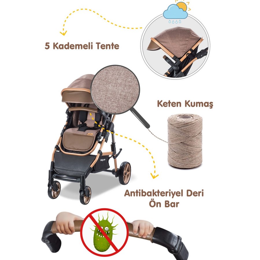 Baby Care Bora Cross Travel Sistem Bebek Arabası/G Kahverengi