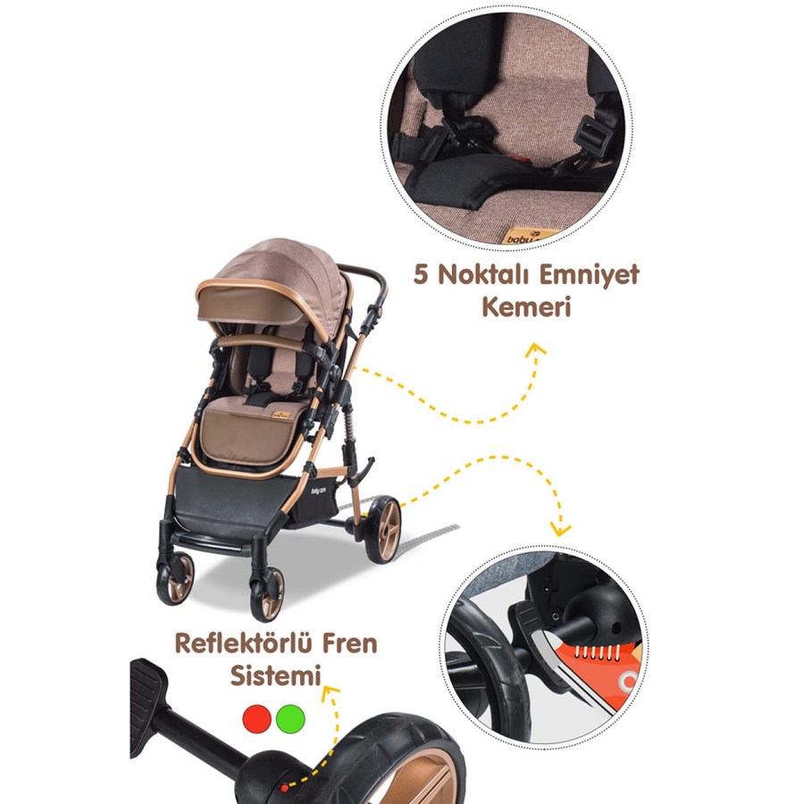 Baby Care Bora Cross Travel Sistem Bebek Arabası/G Kahverengi