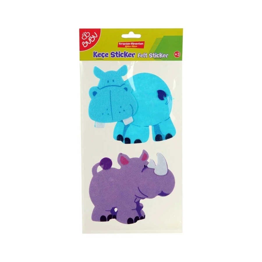 Bu-Bu Keçe Sticker/Fil-Aslan Gergedan-Hippo