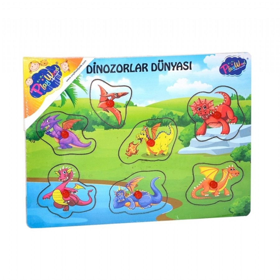 Ahşap Tutmalı Dinozor Dünyası Puzzle 