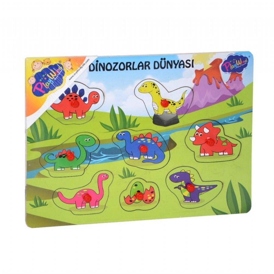 Ahşap Tutmalı Dinozor Dünyası Puzzle 