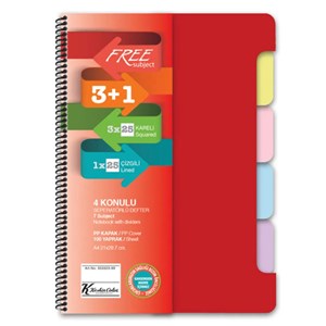 Keskin A4 100 Yaprak Ayraçlı Free Subject Defter