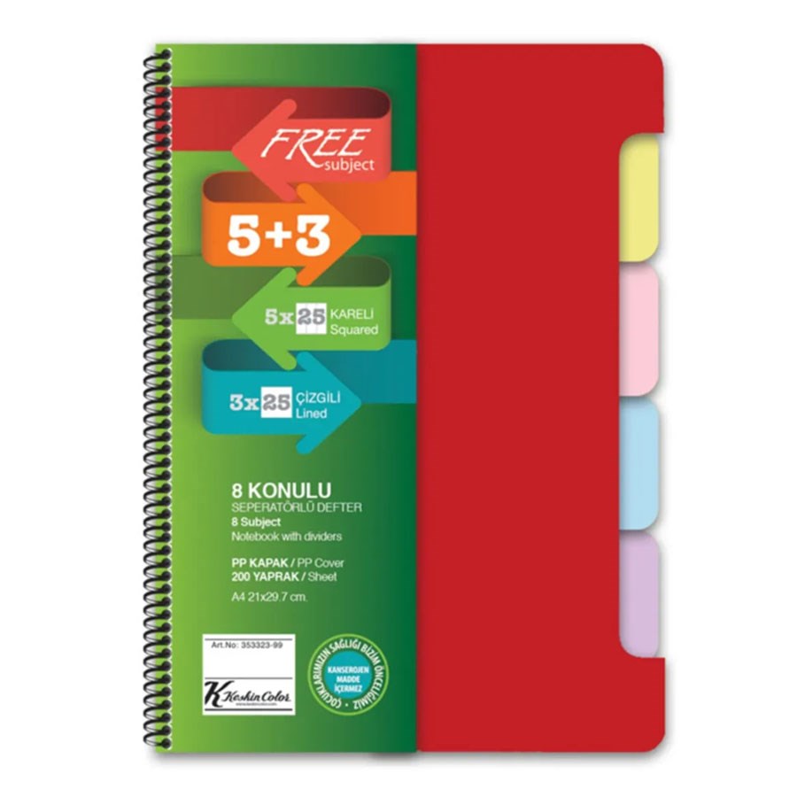 Keskin A4 200 Yp Ayraçlı Free Subject Defter 