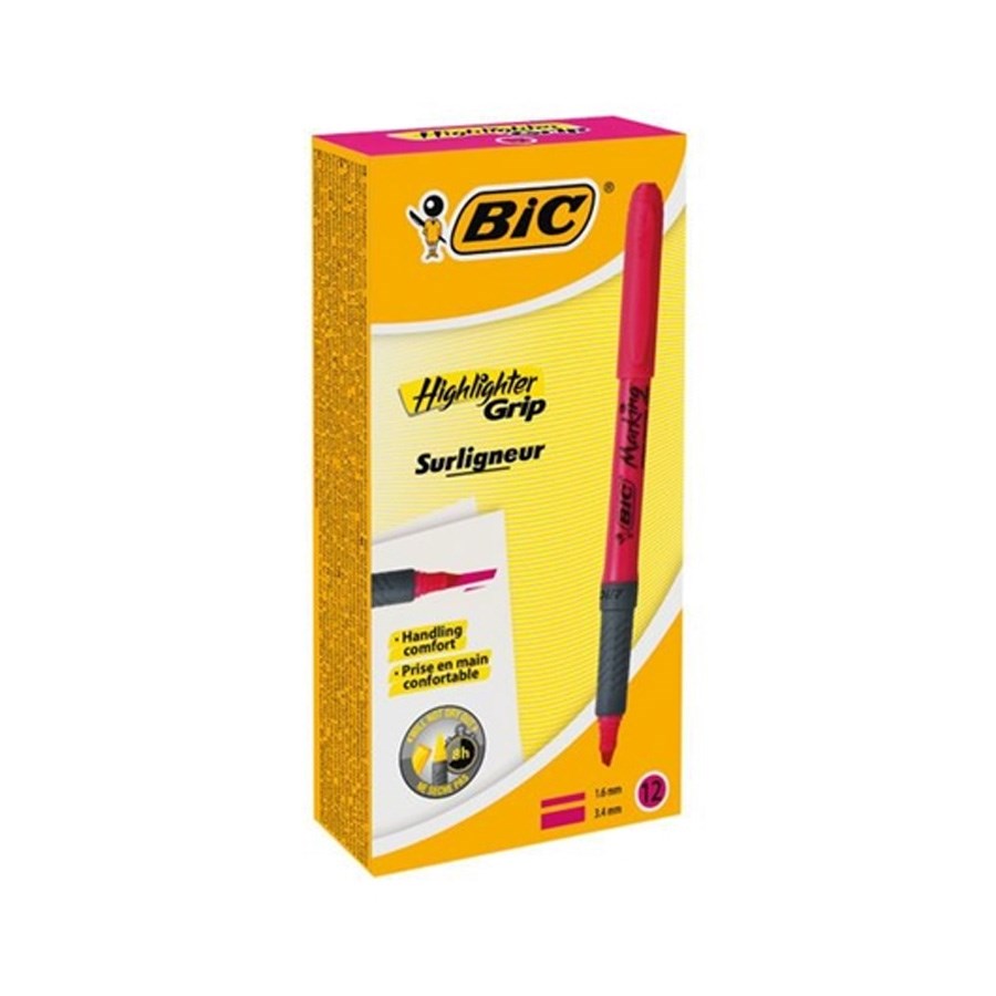  Bic Brite Liner Grip Fosforlu Kalem Pembe 